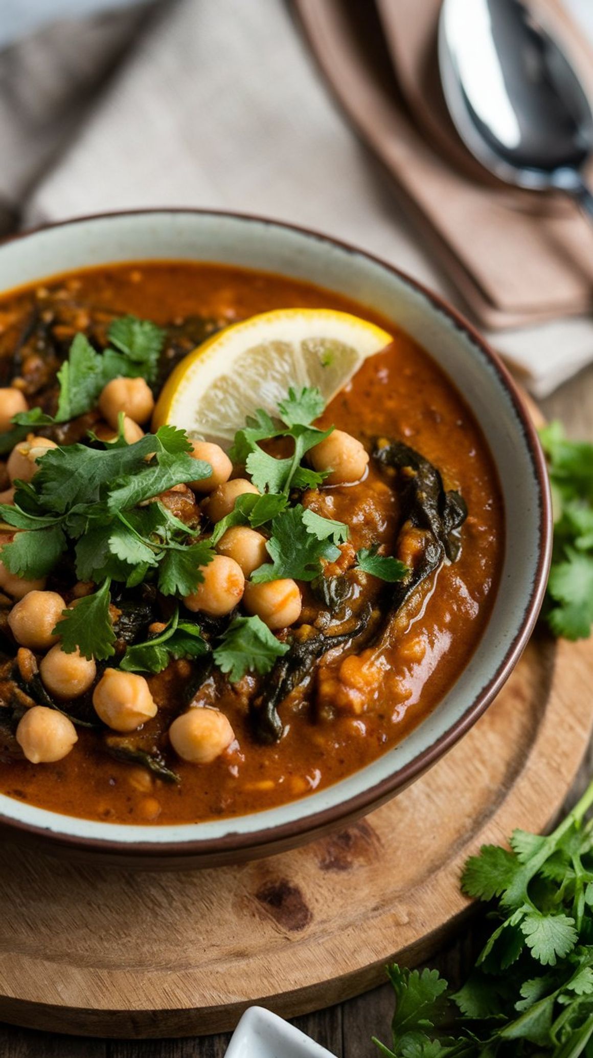 Spiced Chickpea and Spinach Stew (Harira)
